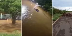 Aulas suspensas; carros submersos e uso de canoa em ruas alagadas: veja estragos da chuva no interior da Bahia