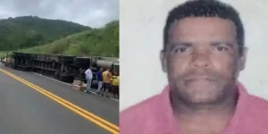 Carreta tomba e motorista morre ao pular de veículo para tentar escapar de acidente na Bahia